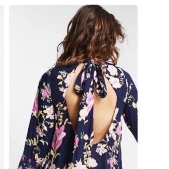 NWT Free People Tate Tunic Mini Dress Navy Blue Floral Size SP $128 - Picture 9 of 11